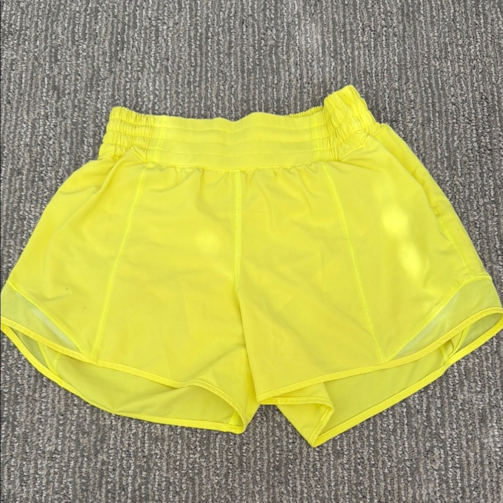 Women’s Neon Yellow Lululemon Hottie Hot Shorts
